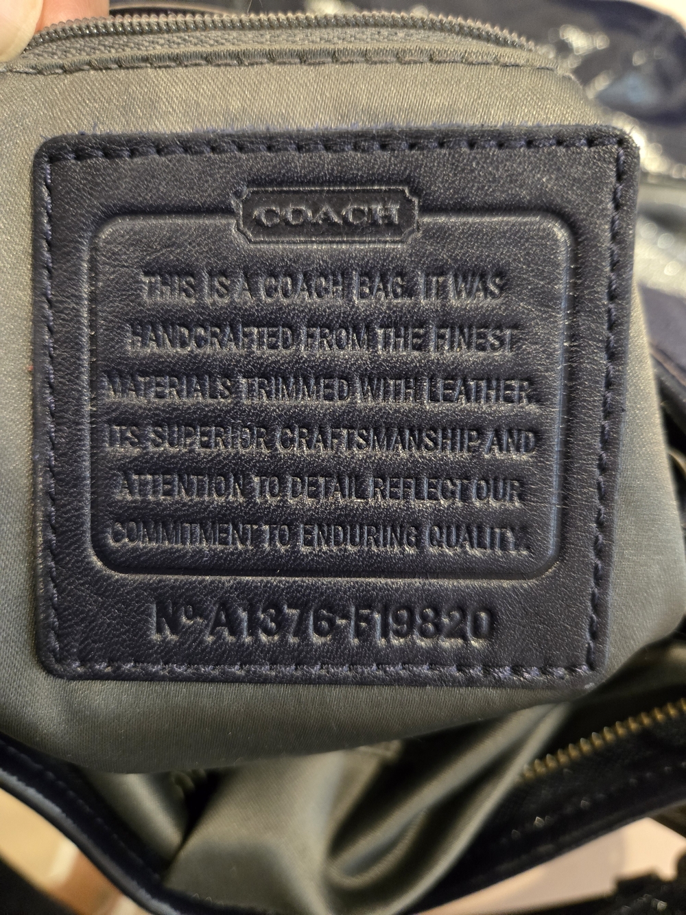 Coach Optic Navy Metallic Signature Shoulder Bag/Crossbody - Picture 10 of 12